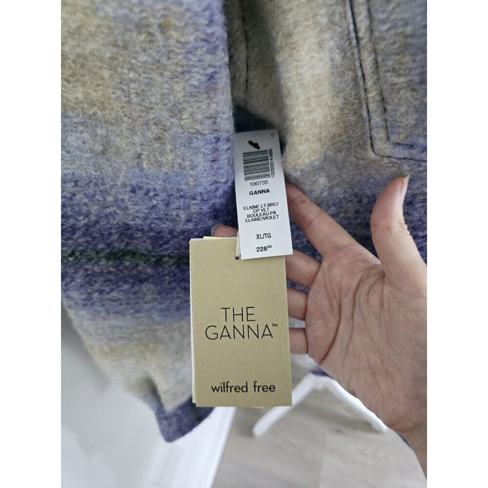 Wilfred Free The Ganna Aritzia Wool Plaid Elaine Violet Purple Shirt Jacket XL - Picture 12 of 13